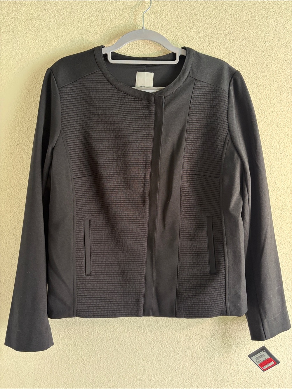 Halogen Black Collarless Textured Blazer